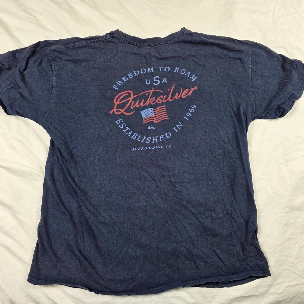 Quiksilver Freedom To Roam American Flag Mens Size 2XL Black Shirt Casual Walk